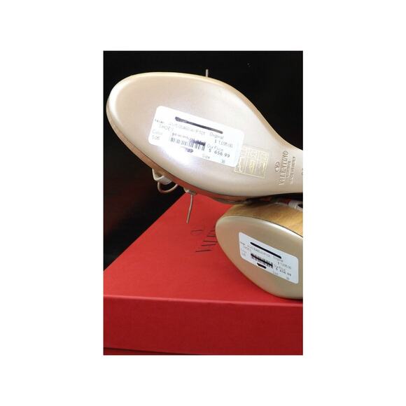 NIB VALENTINO NUDE LEATHER CAGE LACE UP WOODEN LACE WEDGES SANDALS 40 $1095 - Picture 12 of 12